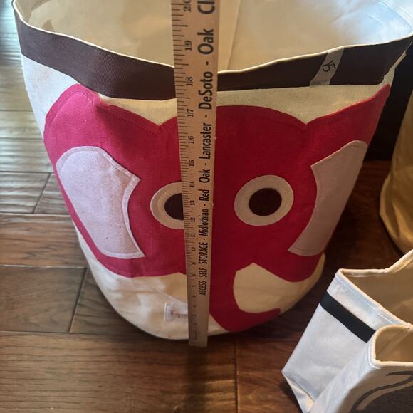 3 Sprouts Canvas Storage Bins Laundry Toy Basket Kids rooms monkey elephant owl - Picture 2 of 8